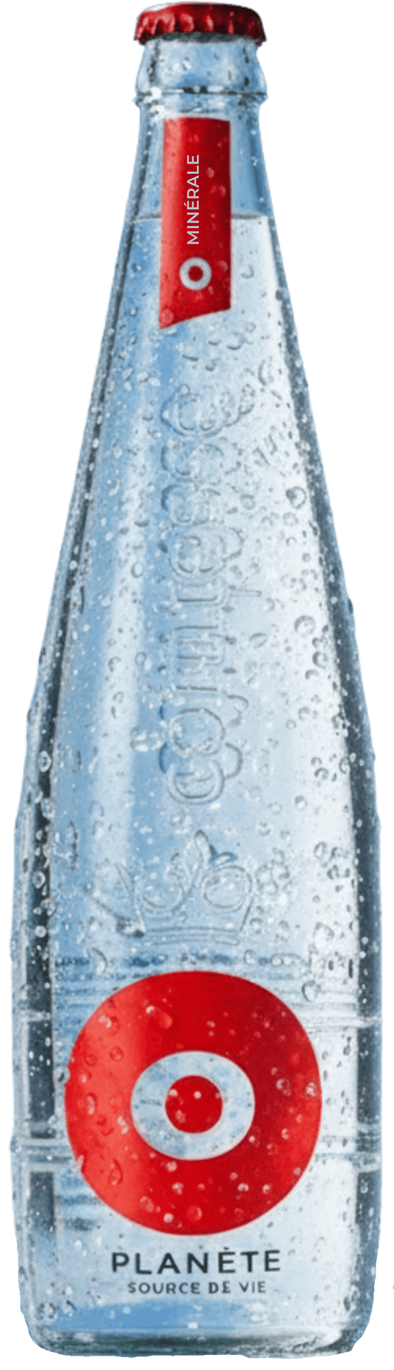 Bouteille d'eau minerale O Planete en verre